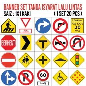 poster set papan tanda isyarat jalan road sign board