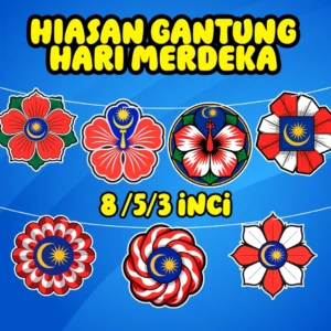 set keceriaan kelas dekorasi hiasan gantung hari merdeka saiz 8 / 5 / 3 inci