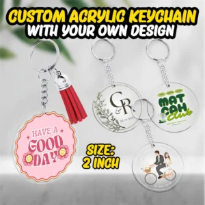 personalised gift doorgift custom acrylic keychain size 50mm / 2 inch 1 sided with glossy uv dtf