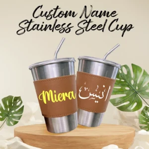 personalised gift custom name stainless steel sus 304 coffee cup with straw lid 500ml