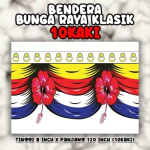 bendera hiasan bunga raya klasik panjang 10 kaki