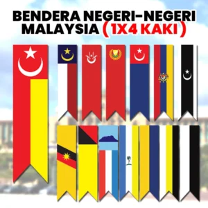 satu set 14 pcs banner bendera negeri negeri malaysia 1x4 kaki