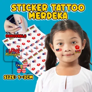 sticker tattoo removable | tatu hari merdeka tema kemerdekaan malaysia 1set 3pcs
