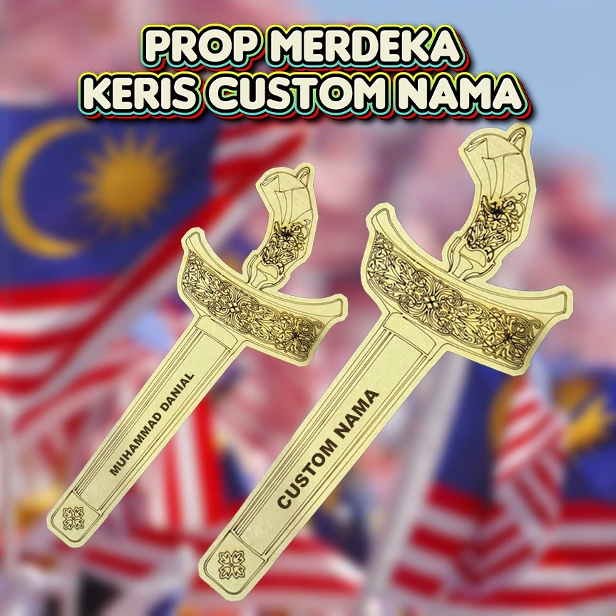 my-11134207-820l7-mp0ah9i1wcgcd7 Set Hiasan Merdeka Prop Keris Melayu 20cm x 8cm Boleh Custom Nama