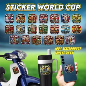 Sticker World Cup Bola Sepak Multipurpose Waterproof Glossy UV dtf Easy use