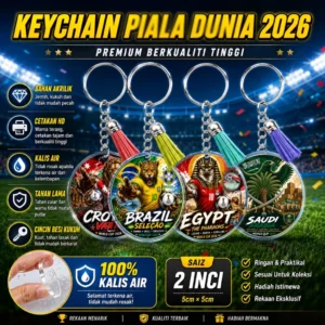 Bell Keychain Akrilik Piala Dunia 2026 Aksesori Bola Sepak Saiz 2inci untuk Peminat Piala Dunia Hadiah Ideal dan Unik
