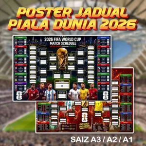 Poster Besar Jadual Perlawanan Bola sepak Piala Dunia World Cup 2026 Saiz A3, A2 & A1