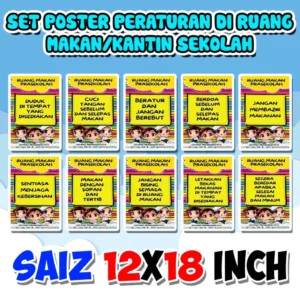 set poster peraturan & adab di ruang makan / kantin sekolah | 10pcs