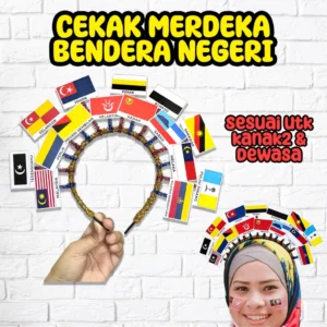 Cekak Sanggul Lintang Hiasan Peragaan Hari Merdeka bersama Bendera Negeri & Jalur Gemilang | Head Band Merdeka
